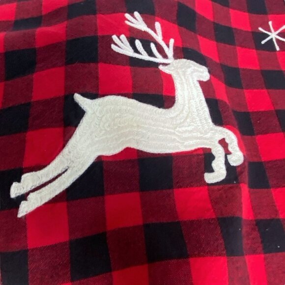 Buffalo Check Treeskirt Rustic Holiday Decor Reindeer Snowflakes - Picture 4 of 10